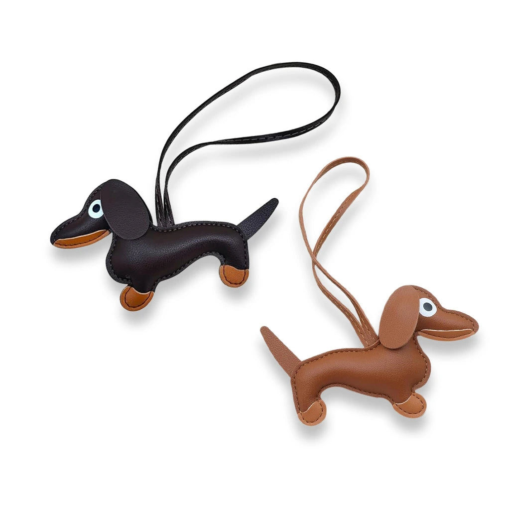 Dachshund Bag Charm - Multiple Colors in Classic Leather