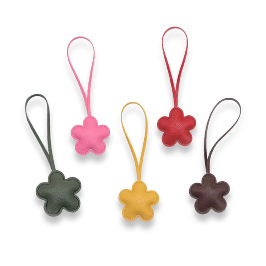 Flower Bag Charm - Elegant Leather Keychain Accessory