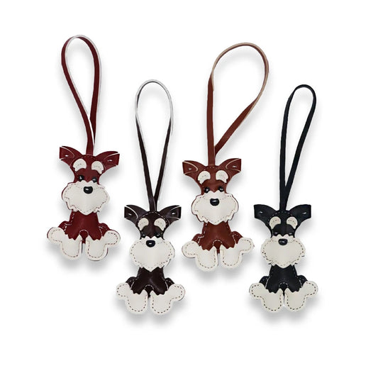 Schnauzer Bag Charm - Stylish Leather Keychain Accessory